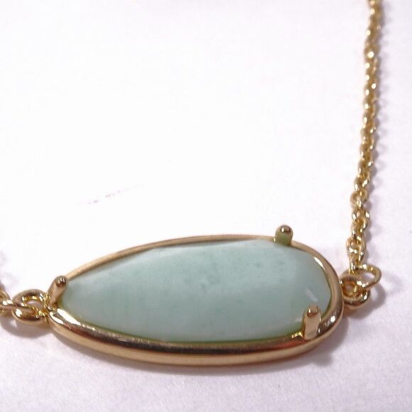 Anthropologie Mint Stone Resin Oval Gold Snake Chain Slider Bracelet NWOT $58.00 - Picture 6 of 7